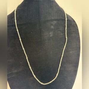 Elegant 925 Silver Round and Elongated Beaded Necklace